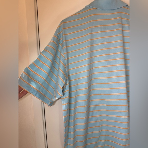 Peter Millar Men’s Blue Orange Striped 100% Cotton Short Sleeves Polo Shirt L - Picture 8 of 12
